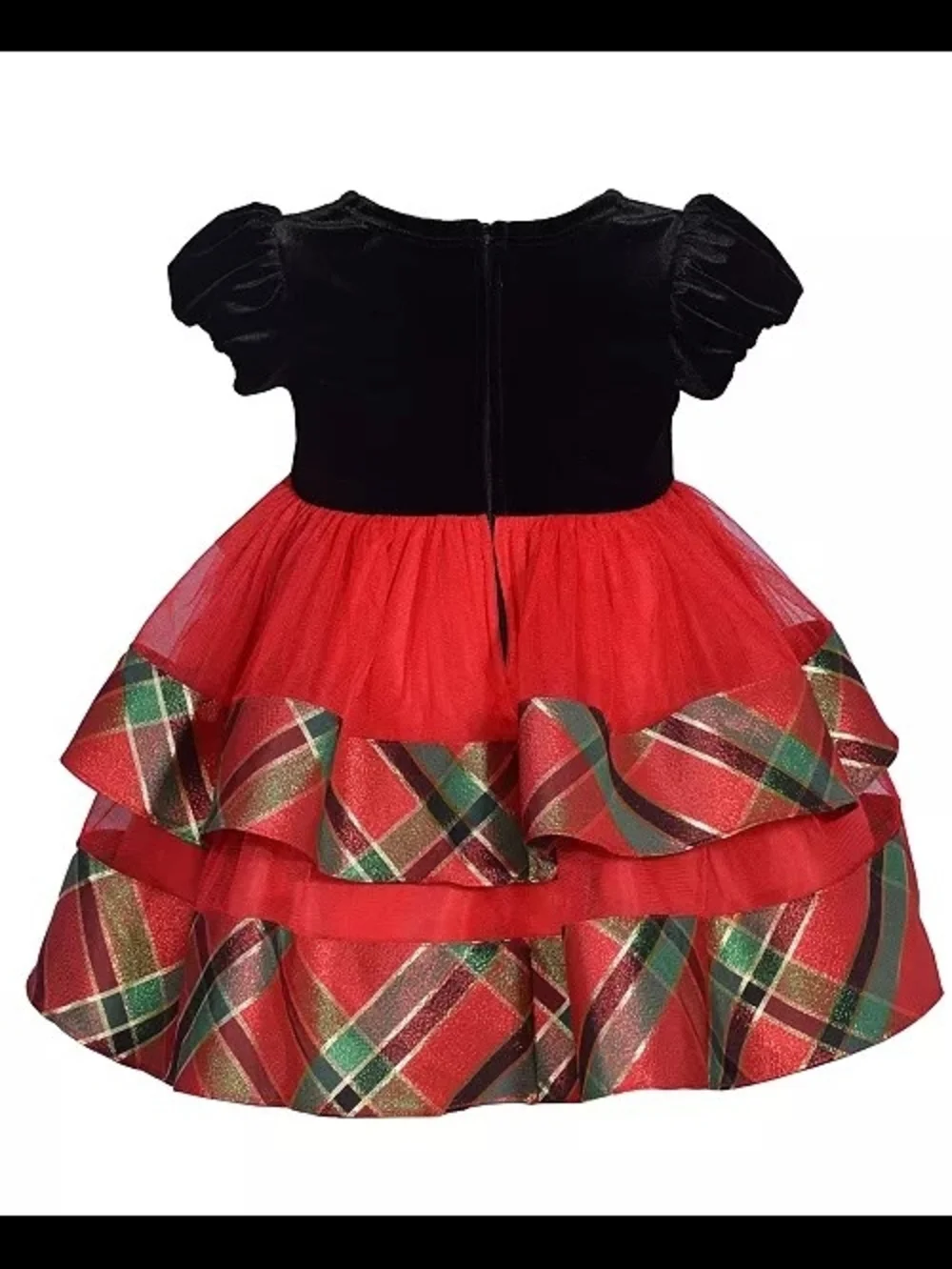 Bonnie Jean Red Plaid & Black Velvet Holiday Dress for 6-9 Months Baby